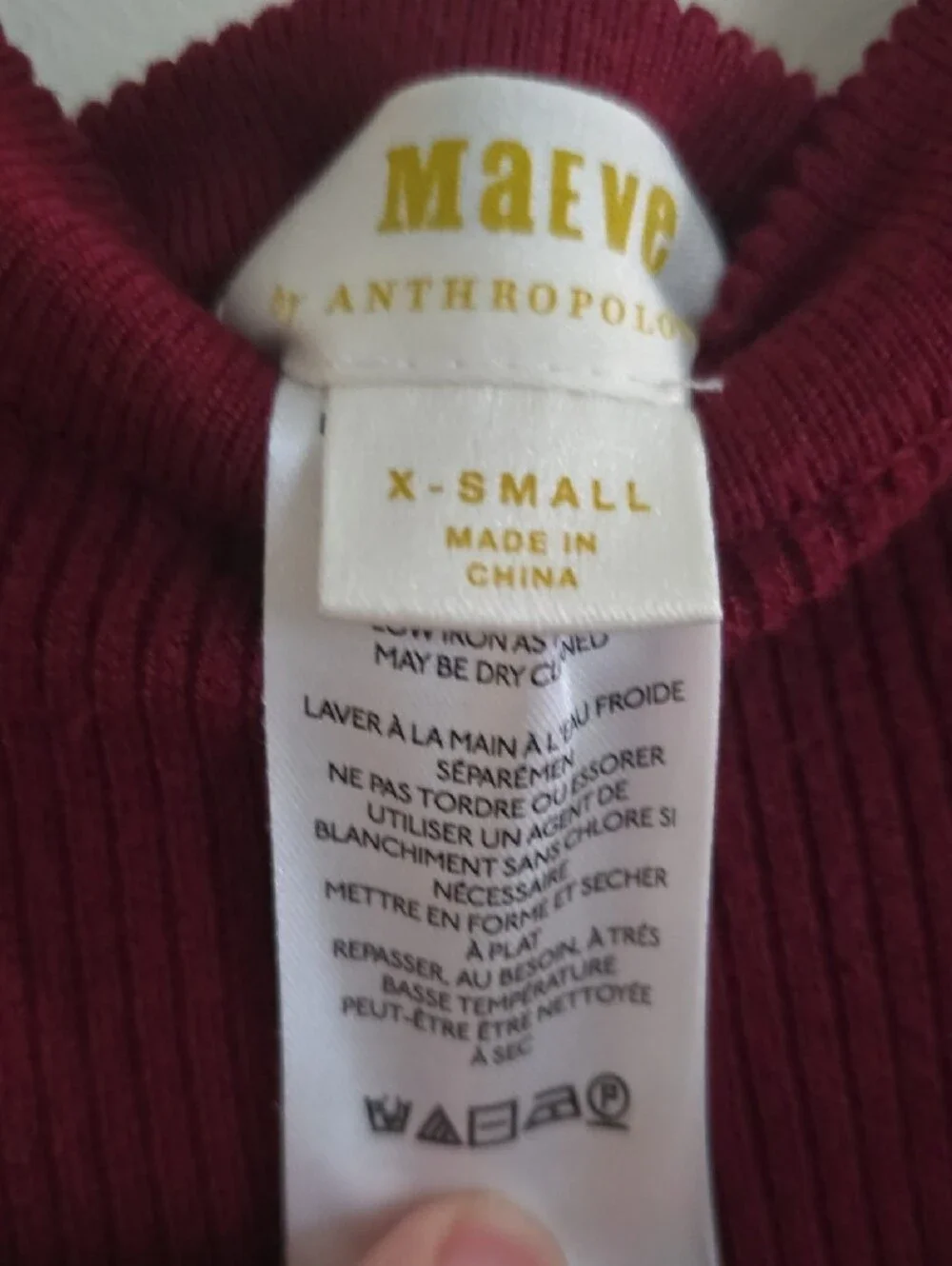 Maeve For Anthropologie: Women's Ribbed Long-Sleeve Cutout Top - Burgundy